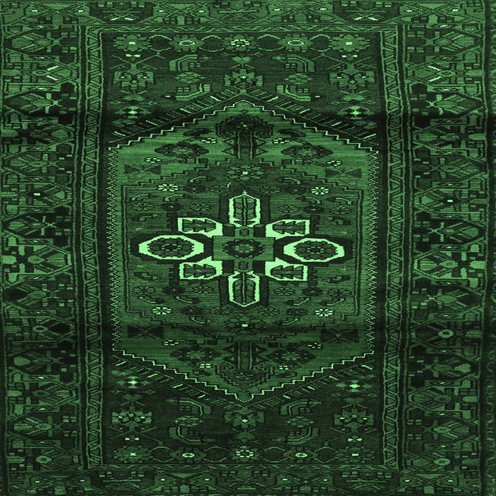 Square Machine Washable Persian Emerald Green Traditional Area Rugs, wshtr3098emgrn