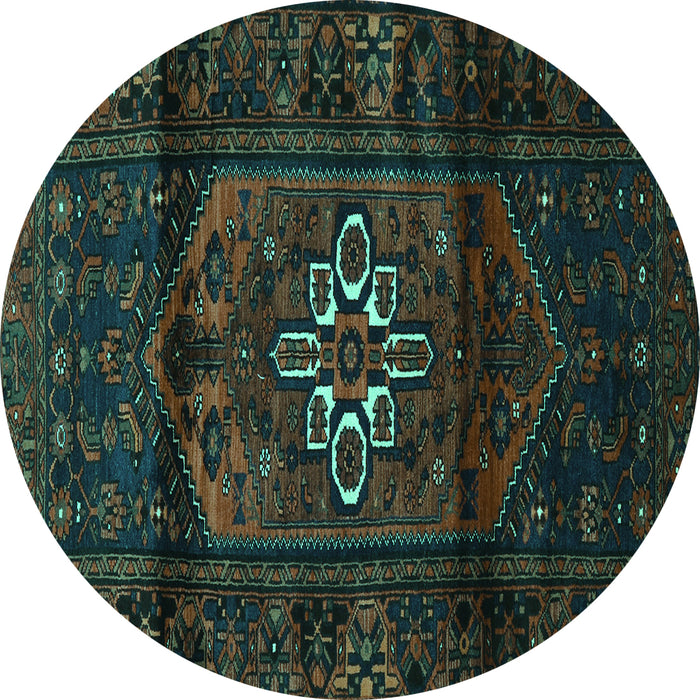 Round Machine Washable Persian Turquoise Traditional Area Rugs, wshtr3098turq