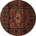 Round Machine Washable Persian Brown Traditional Rug, wshtr3098brn