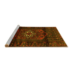 Sideview of Machine Washable Persian Yellow Traditional Rug, wshtr3098yw