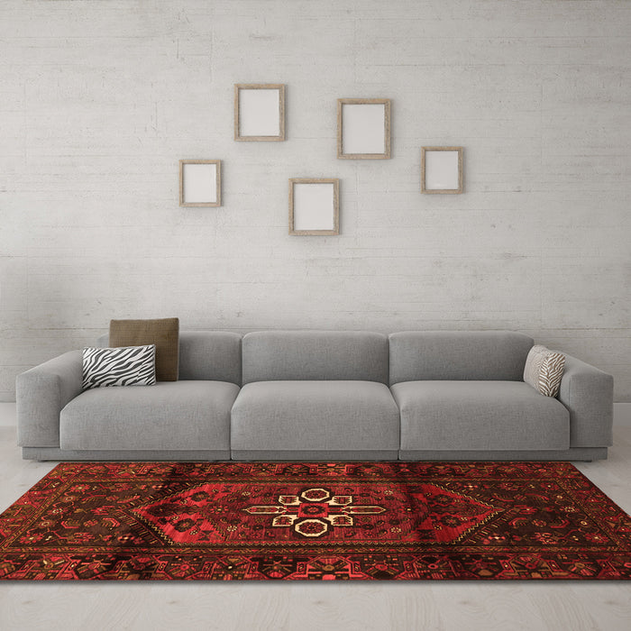 Machine Washable Persian Orange Traditional Area Rugs in a Living Room, wshtr3098org