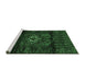 Sideview of Machine Washable Persian Emerald Green Traditional Area Rugs, wshtr3098emgrn