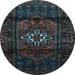 Round Persian Light Blue Traditional Rug, tr3098lblu