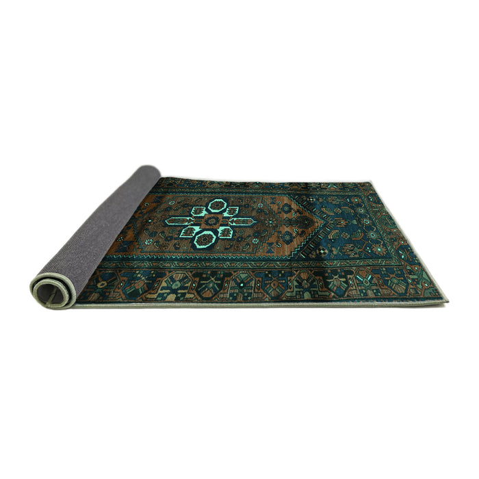 Sideview of Persian Turquoise Traditional Rug, tr3098turq