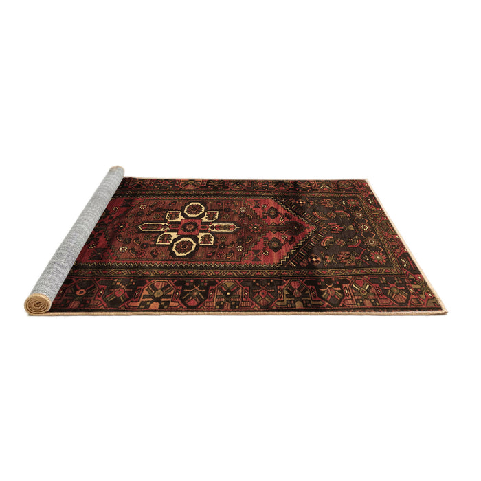 Sideview of Machine Washable Persian Brown Traditional Rug, wshtr3098brn