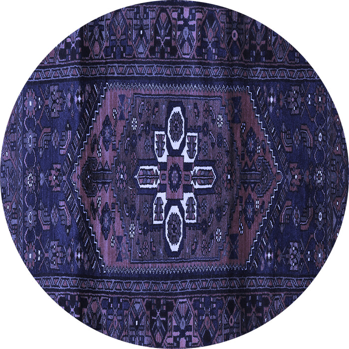 Round Machine Washable Persian Blue Traditional Rug, wshtr3098blu