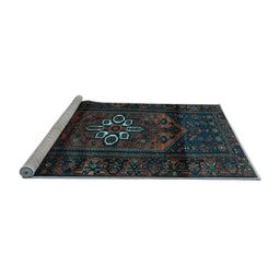 Sideview of Machine Washable Persian Light Blue Traditional Rug, wshtr3098lblu