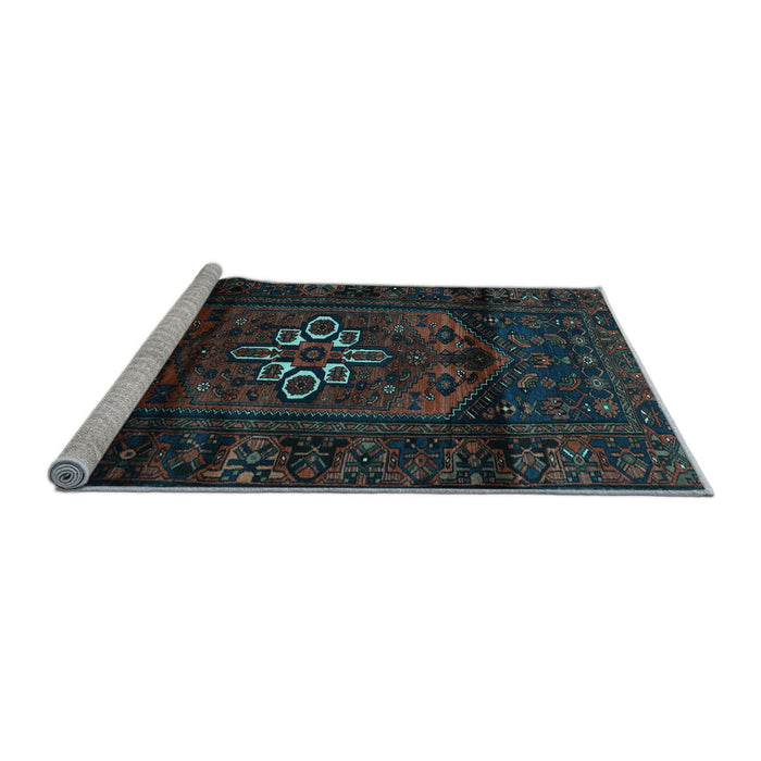 Sideview of Machine Washable Persian Light Blue Traditional Rug, wshtr3098lblu