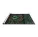 Sideview of Machine Washable Persian Turquoise Traditional Area Rugs, wshtr3098turq