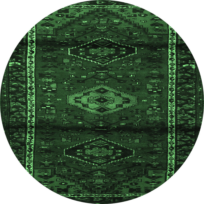Round Persian Emerald Green Traditional Rug, tr3099emgrn