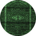Round Persian Emerald Green Traditional Rug, tr3099emgrn