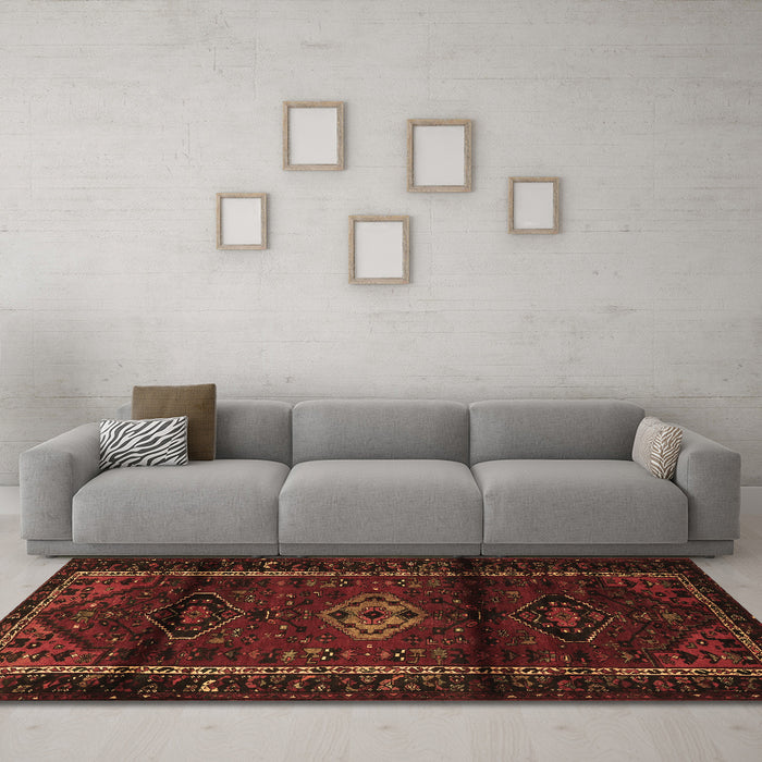 Machine Washable Persian Brown Traditional Rug in a Living Room,, wshtr3099brn