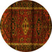 Round Machine Washable Persian Yellow Traditional Rug, wshtr3099yw