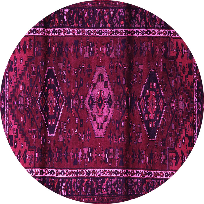 Round Machine Washable Persian Pink Traditional Rug, wshtr3099pnk