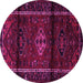 Round Machine Washable Persian Pink Traditional Rug, wshtr3099pnk