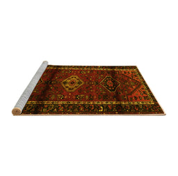 Sideview of Machine Washable Persian Yellow Traditional Rug, wshtr3099yw
