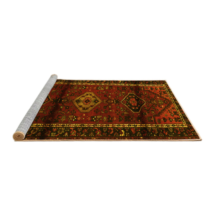 Sideview of Machine Washable Persian Yellow Traditional Rug, wshtr3099yw
