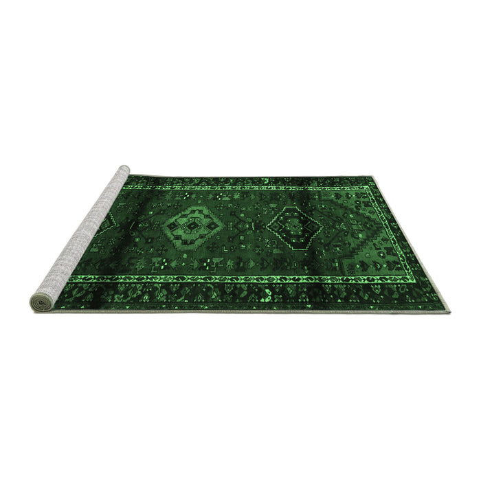 Sideview of Machine Washable Persian Emerald Green Traditional Area Rugs, wshtr3099emgrn