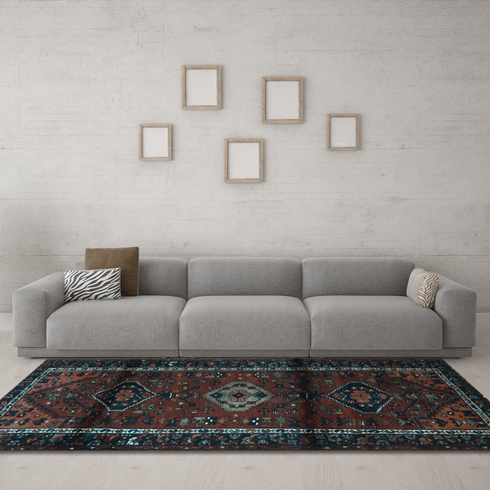 Machine Washable Persian Light Blue Traditional Rug in a Living Room, wshtr3099lblu