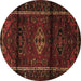 Round Machine Washable Persian Brown Traditional Rug, wshtr3099brn