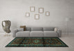 Machine Washable Persian Turquoise Traditional Area Rugs in a Living Room,, wshtr3099turq