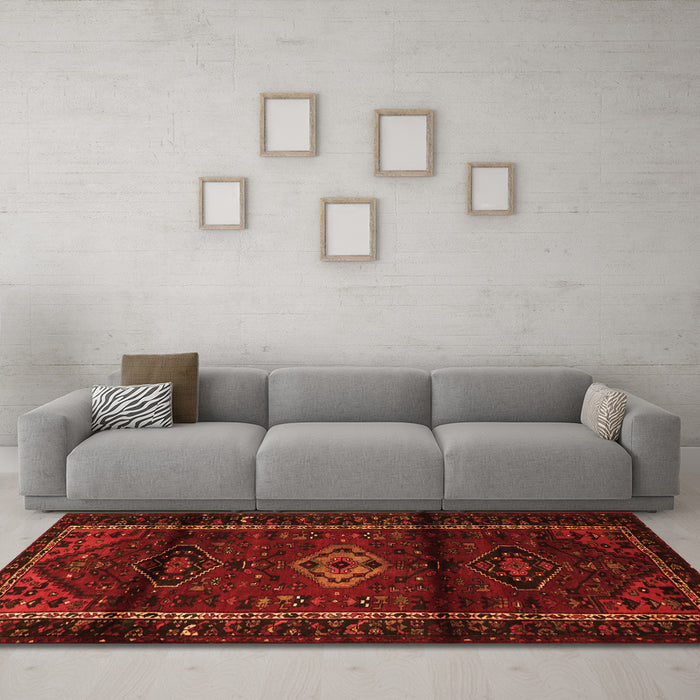 Machine Washable Persian Orange Traditional Area Rugs in a Living Room, wshtr3099org
