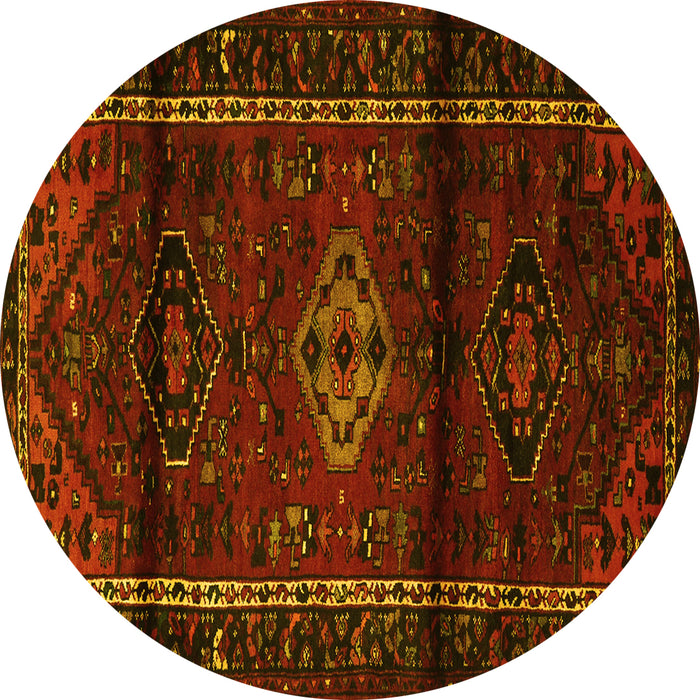 Round Persian Yellow Traditional Rug, tr3099yw