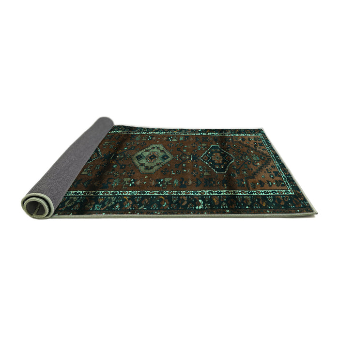 Sideview of Persian Turquoise Traditional Rug, tr3099turq