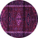 Round Machine Washable Persian Purple Traditional Area Rugs, wshtr3099pur