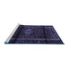 Sideview of Machine Washable Persian Blue Traditional Rug, wshtr3099blu