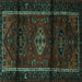 Square Machine Washable Persian Turquoise Traditional Area Rugs, wshtr3099turq