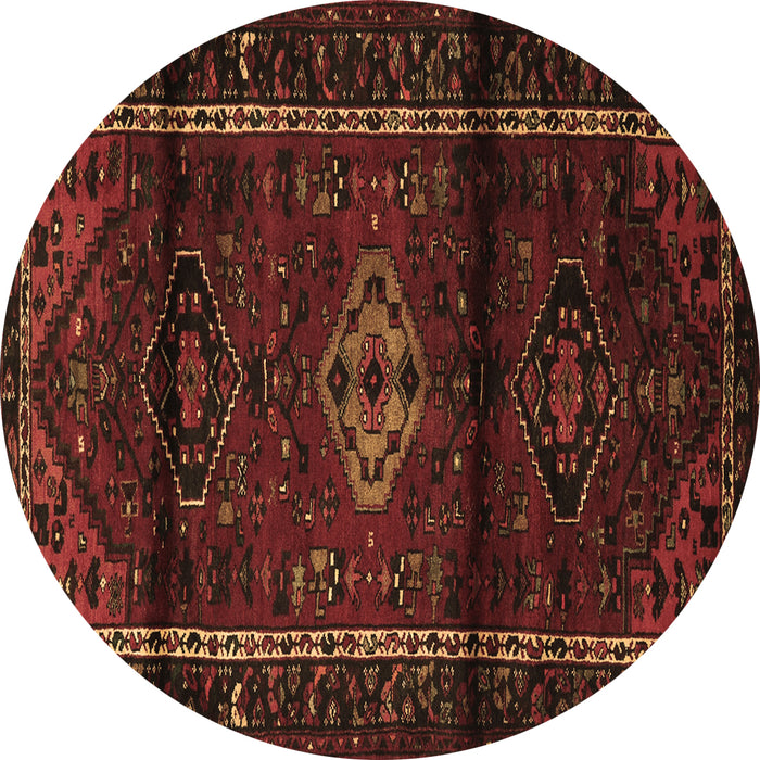 Round Persian Brown Traditional Rug, tr3099brn