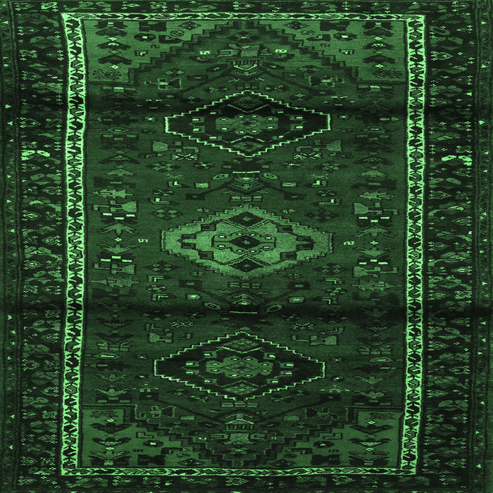 Square Machine Washable Persian Emerald Green Traditional Area Rugs, wshtr3099emgrn