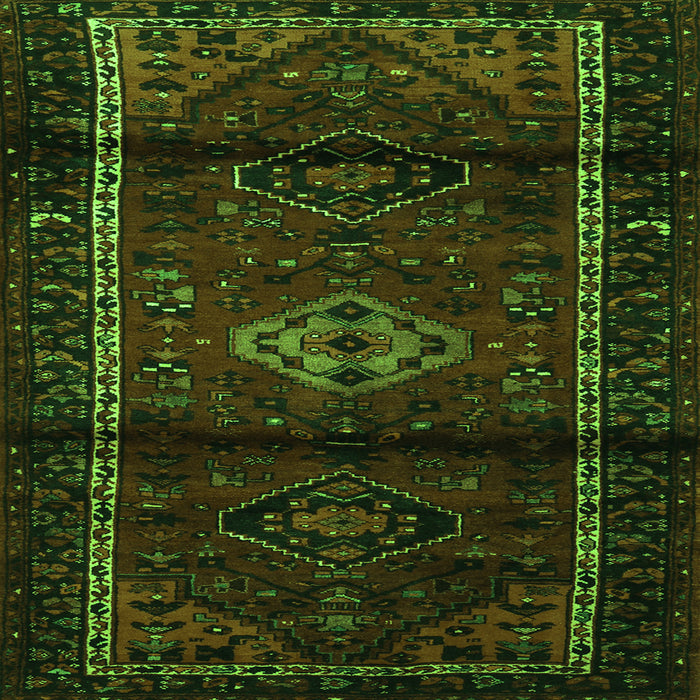 Round Machine Washable Persian Green Traditional Area Rugs, wshtr3099grn