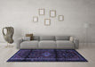 Machine Washable Persian Blue Traditional Rug in a Living Room, wshtr3099blu