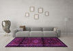 Machine Washable Persian Purple Traditional Area Rugs in a Living Room, wshtr3099pur