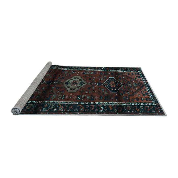 Sideview of Machine Washable Persian Light Blue Traditional Rug, wshtr3099lblu