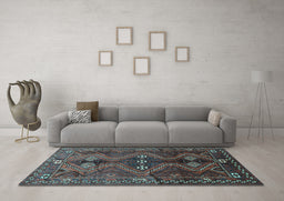 Machine Washable Persian Light Blue Traditional Rug in a Living Room, wshtr309lblu