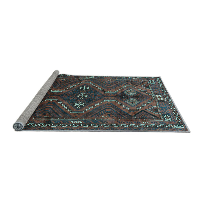 Sideview of Machine Washable Persian Light Blue Traditional Rug, wshtr309lblu