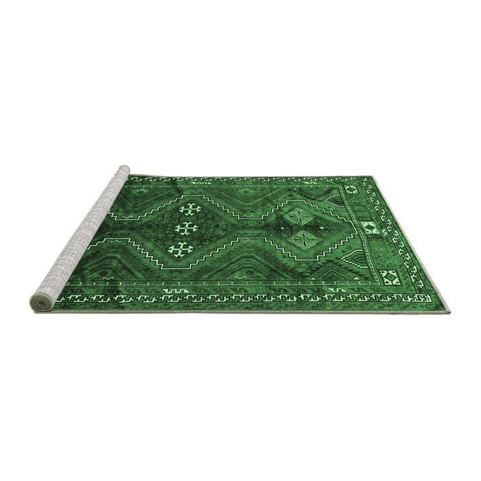 Sideview of Machine Washable Persian Emerald Green Traditional Area Rugs, wshtr309emgrn