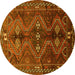 Round Persian Yellow Traditional Rug, tr309yw