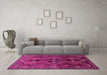 Machine Washable Persian Pink Traditional Rug in a Living Room, wshtr309pnk