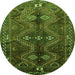 Square Persian Green Traditional Rug, tr309grn