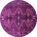 Round Persian Purple Traditional Rug, tr309pur