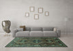 Machine Washable Persian Turquoise Traditional Area Rugs in a Living Room,, wshtr309turq