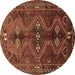 Round Machine Washable Persian Brown Traditional Rug, wshtr309brn