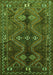 Serging Thickness of Machine Washable Persian Green Traditional Area Rugs, wshtr309grn