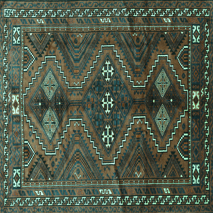Square Machine Washable Persian Turquoise Traditional Area Rugs, wshtr309turq