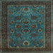 Square Machine Washable Persian Light Blue Traditional Rug, wshtr30lblu