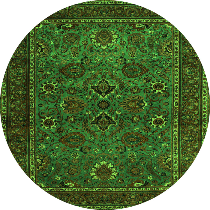 Square Persian Green Traditional Rug, tr30grn